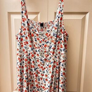 Old Navy Floral Linen Dress - Red, Blue, White